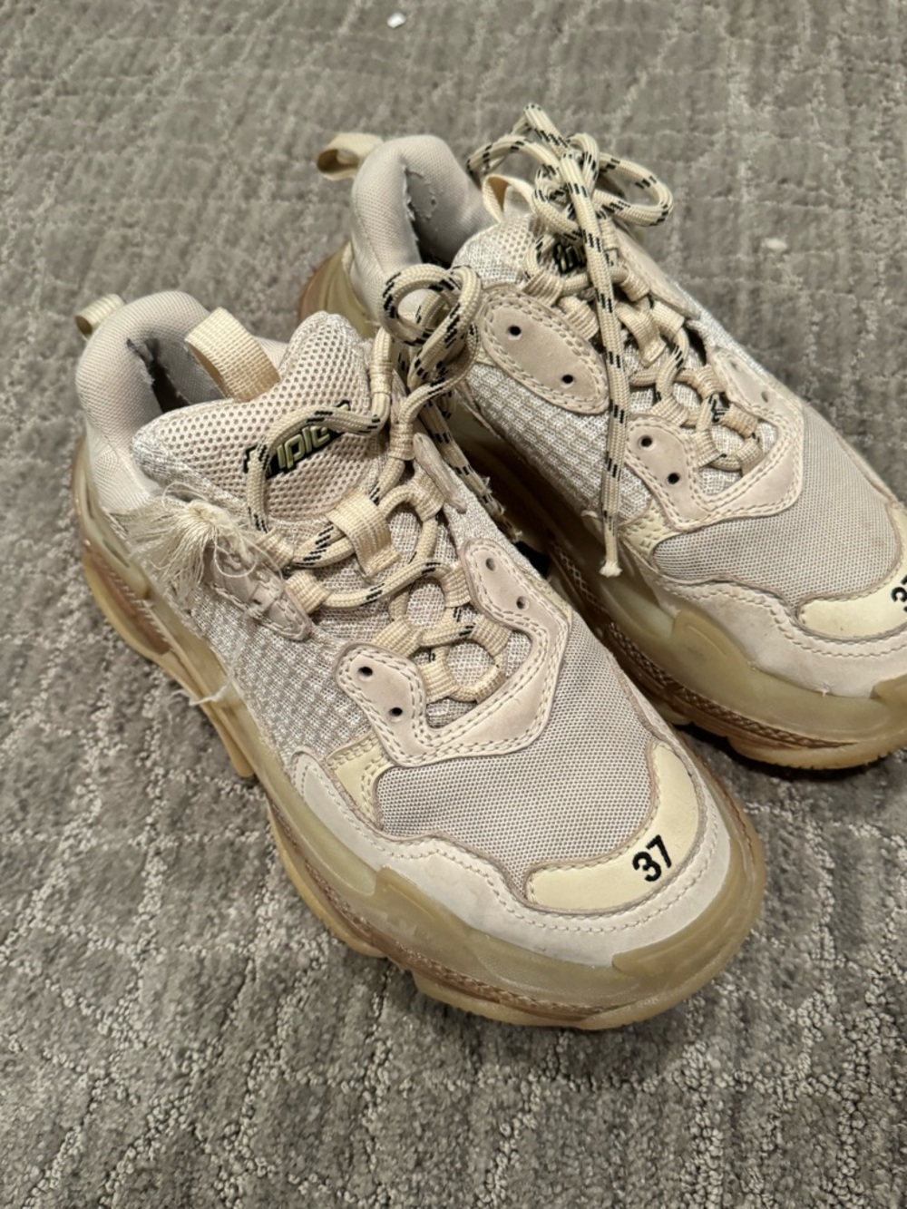 Balenciaga Chunky Beige Platform Sneakers - Size 37
